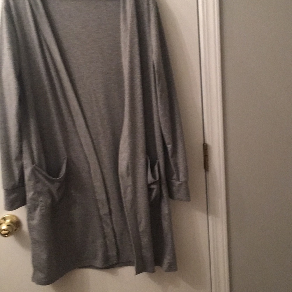 Grey cotton long cardigan